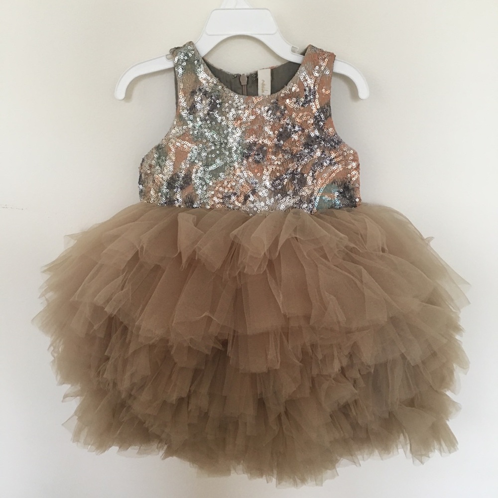 Mischka Aoki You’re Amost Alice Dress NWT Taupe